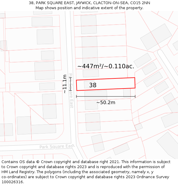 38, PARK SQUARE EAST, JAYWICK, CLACTON-ON-SEA, CO15 2NN: Plot and title map