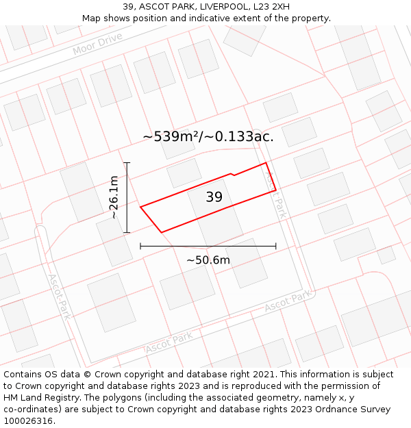 39, ASCOT PARK, LIVERPOOL, L23 2XH: Plot and title map