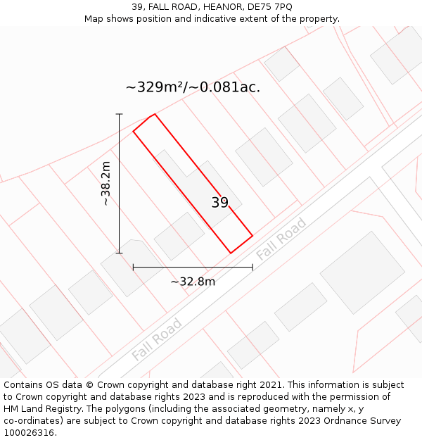 39, FALL ROAD, HEANOR, DE75 7PQ: Plot and title map