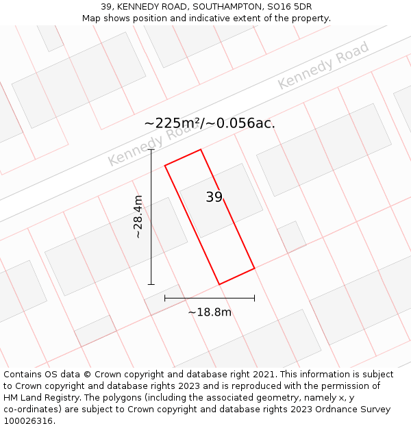 39, KENNEDY ROAD, SOUTHAMPTON, SO16 5DR: Plot and title map