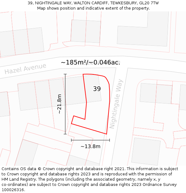 39, NIGHTINGALE WAY, WALTON CARDIFF, TEWKESBURY, GL20 7TW: Plot and title map