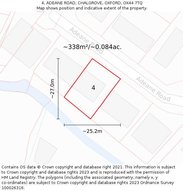 4, ADEANE ROAD, CHALGROVE, OXFORD, OX44 7TQ: Plot and title map