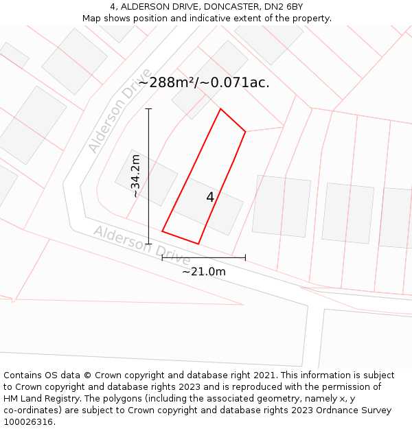 4, ALDERSON DRIVE, DONCASTER, DN2 6BY: Plot and title map