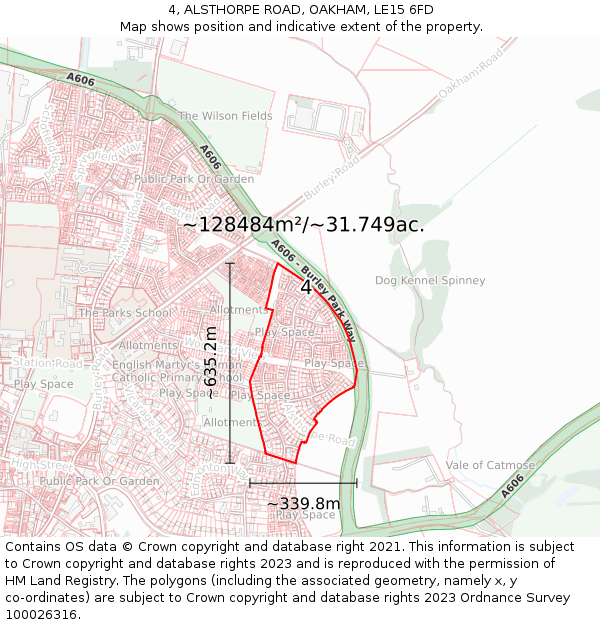 4, ALSTHORPE ROAD, OAKHAM, LE15 6FD: Plot and title map