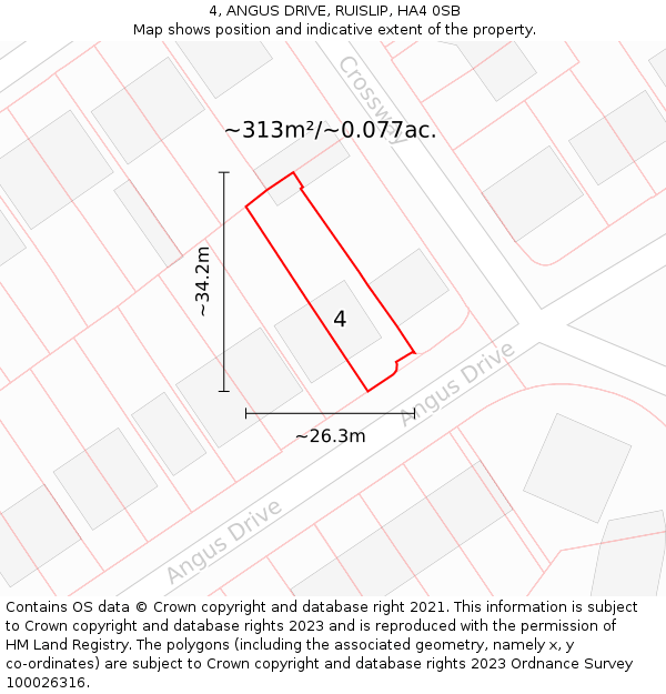 4, ANGUS DRIVE, RUISLIP, HA4 0SB: Plot and title map