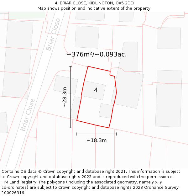 4, BRIAR CLOSE, KIDLINGTON, OX5 2DD: Plot and title map