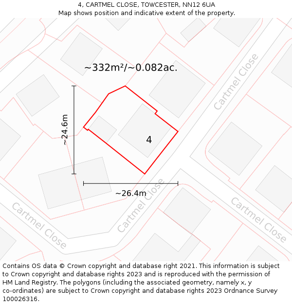 4, CARTMEL CLOSE, TOWCESTER, NN12 6UA: Plot and title map