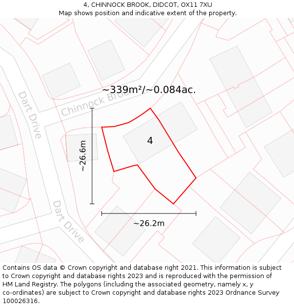 4, CHINNOCK BROOK, DIDCOT, OX11 7XU: Plot and title map
