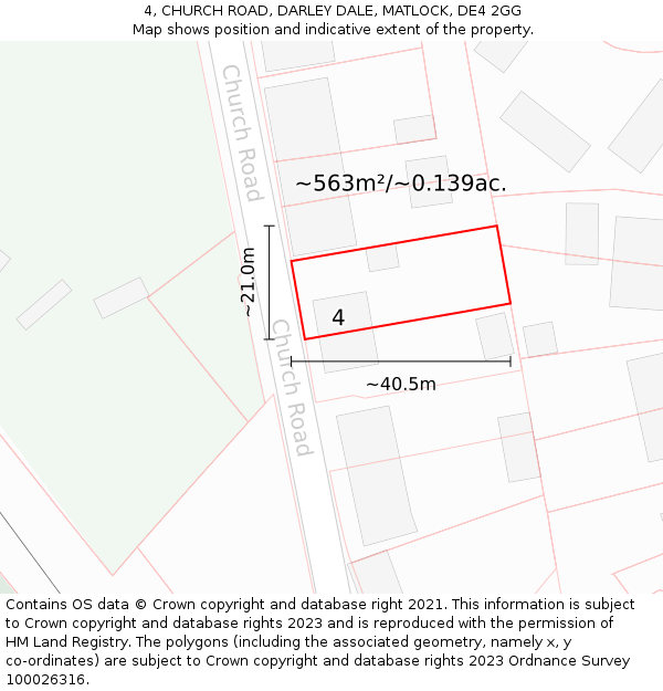 4, CHURCH ROAD, DARLEY DALE, MATLOCK, DE4 2GG: Plot and title map