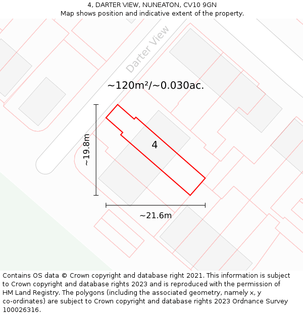 4, DARTER VIEW, NUNEATON, CV10 9GN: Plot and title map