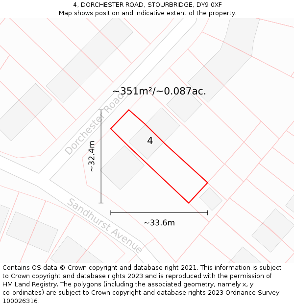4, DORCHESTER ROAD, STOURBRIDGE, DY9 0XF: Plot and title map