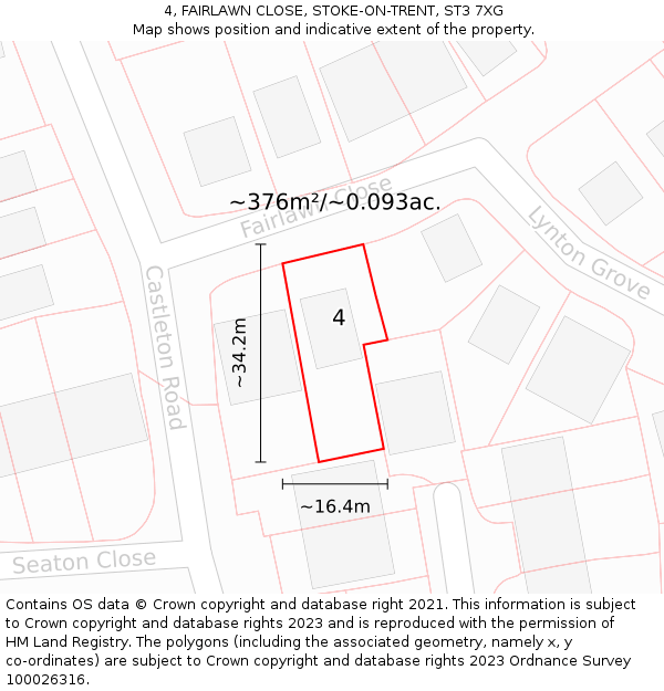 4, FAIRLAWN CLOSE, STOKE-ON-TRENT, ST3 7XG: Plot and title map