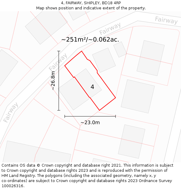 4, FAIRWAY, SHIPLEY, BD18 4RP: Plot and title map