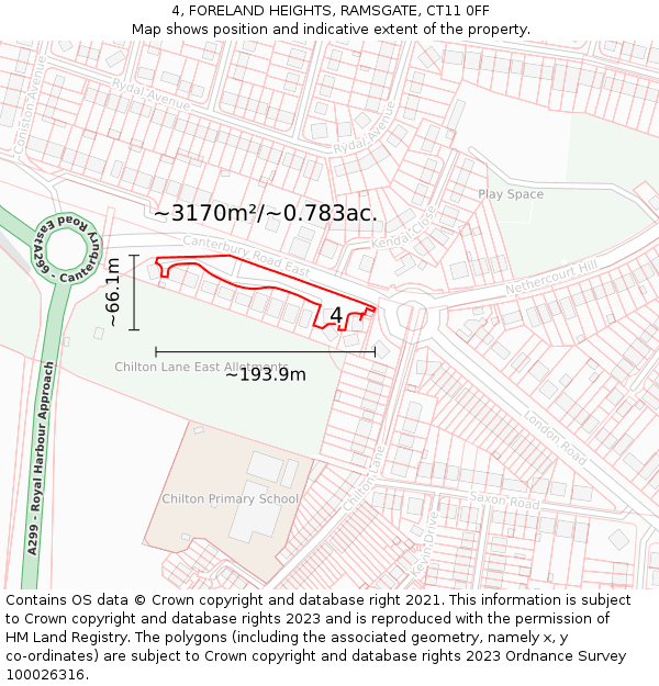 4, FORELAND HEIGHTS, RAMSGATE, CT11 0FF: Plot and title map