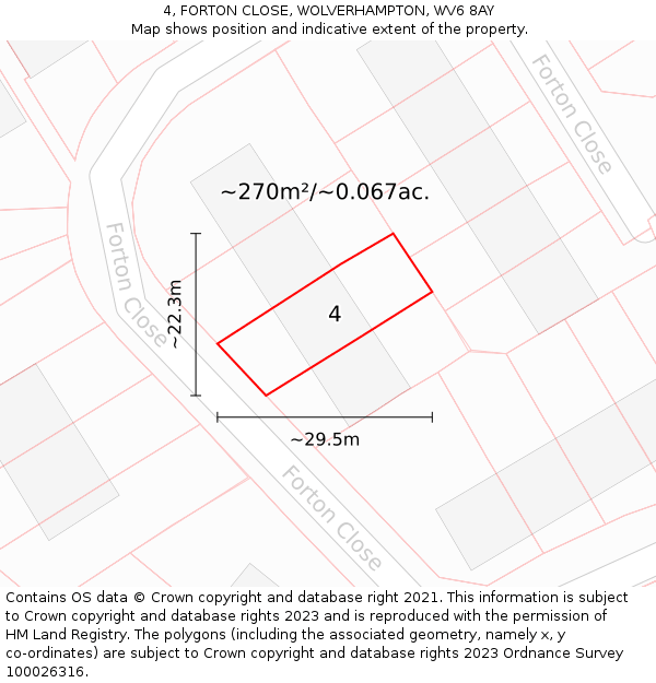 4, FORTON CLOSE, WOLVERHAMPTON, WV6 8AY: Plot and title map