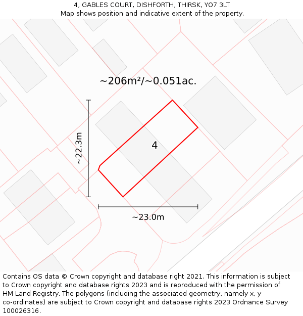 4, GABLES COURT, DISHFORTH, THIRSK, YO7 3LT: Plot and title map