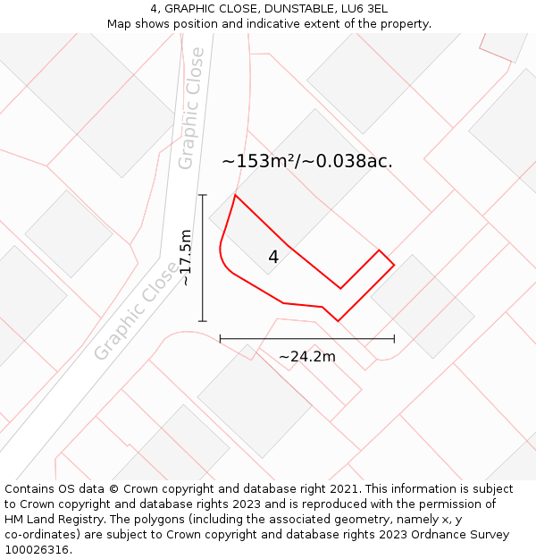 4, GRAPHIC CLOSE, DUNSTABLE, LU6 3EL: Plot and title map