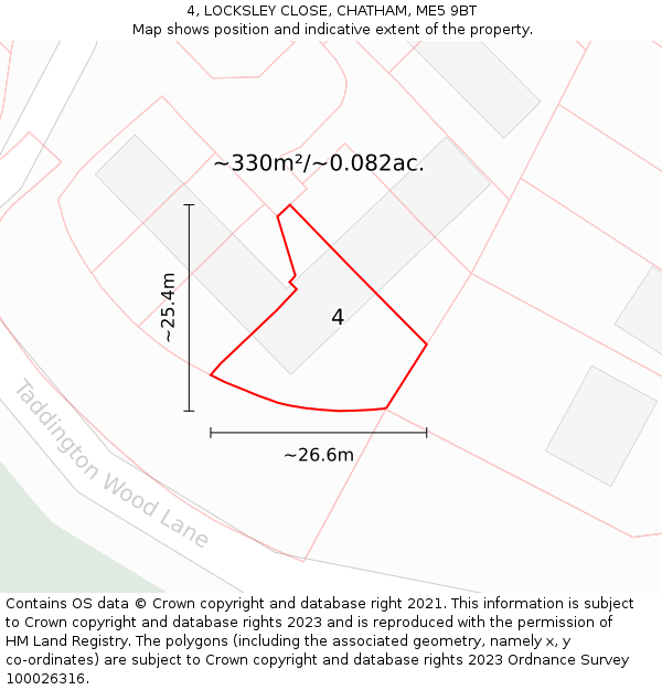 4, LOCKSLEY CLOSE, CHATHAM, ME5 9BT: Plot and title map