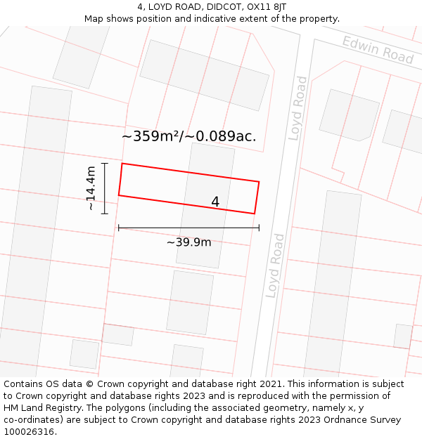 4, LOYD ROAD, DIDCOT, OX11 8JT: Plot and title map
