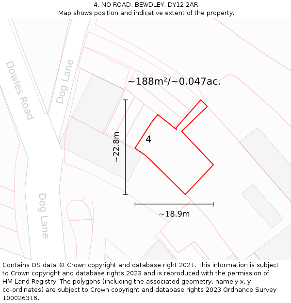 4, NO ROAD, BEWDLEY, DY12 2AR: Plot and title map