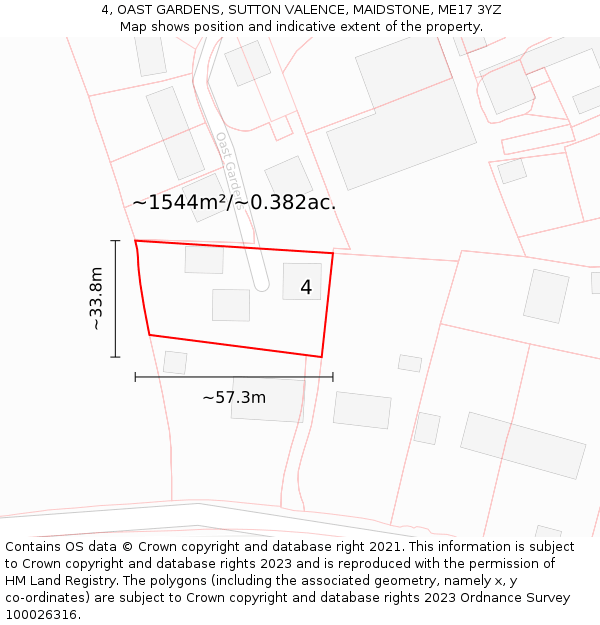 4, OAST GARDENS, SUTTON VALENCE, MAIDSTONE, ME17 3YZ: Plot and title map