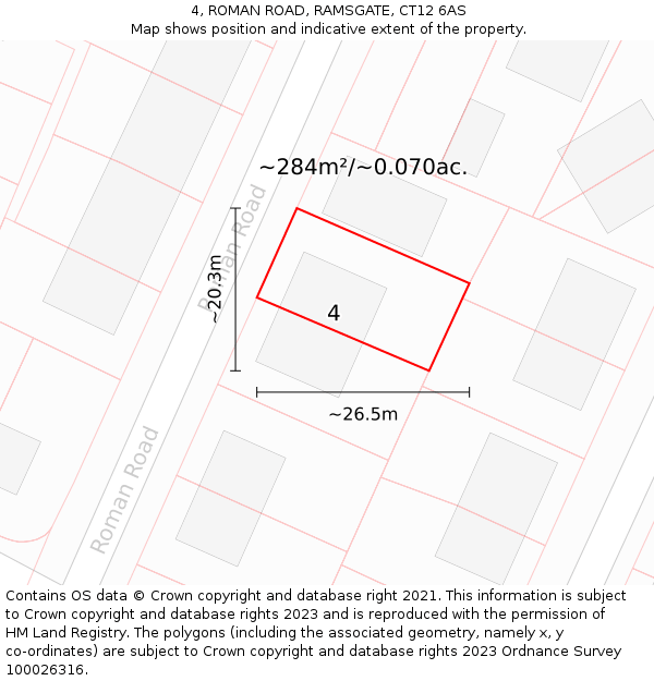 4, ROMAN ROAD, RAMSGATE, CT12 6AS: Plot and title map