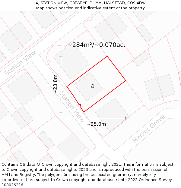 4, STATION VIEW, GREAT YELDHAM, HALSTEAD, CO9 4DW: Plot and title map
