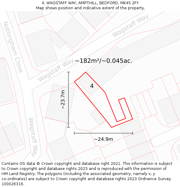 4, WAGSTAFF WAY, AMPTHILL, BEDFORD, MK45 2FY: Plot and title map