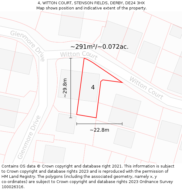 4, WITTON COURT, STENSON FIELDS, DERBY, DE24 3HX: Plot and title map