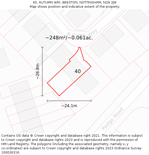 40, AUTUMN WAY, BEESTON, NOTTINGHAM, NG9 2JW: Plot and title map