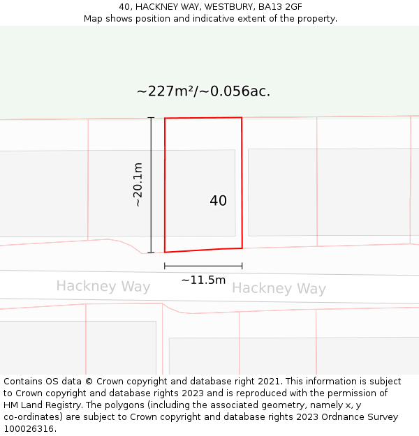 40, HACKNEY WAY, WESTBURY, BA13 2GF: Plot and title map