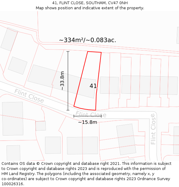41, FLINT CLOSE, SOUTHAM, CV47 0NH: Plot and title map