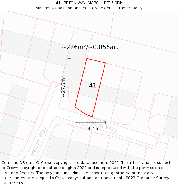 41, IRETON WAY, MARCH, PE15 9DN: Plot and title map