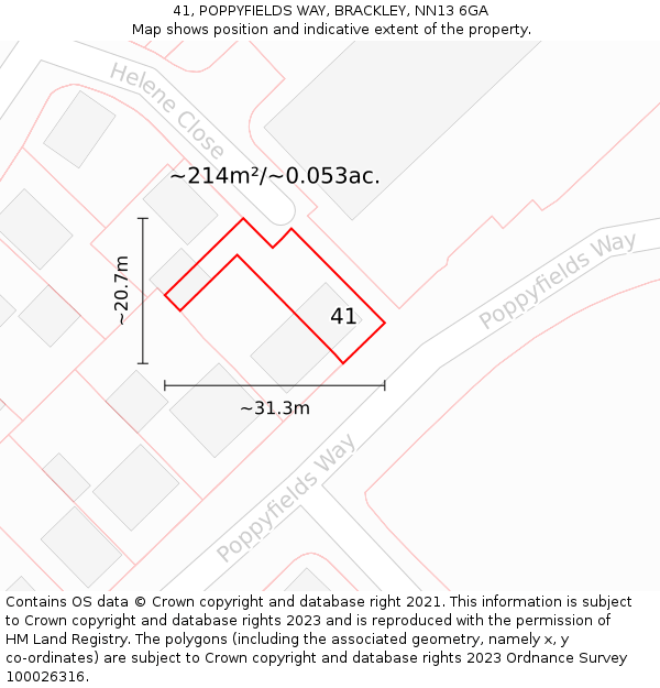 41, POPPYFIELDS WAY, BRACKLEY, NN13 6GA: Plot and title map