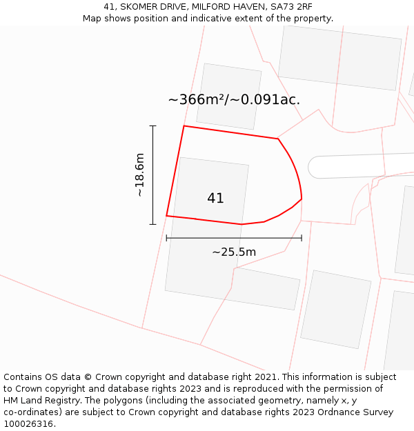 41, SKOMER DRIVE, MILFORD HAVEN, SA73 2RF: Plot and title map