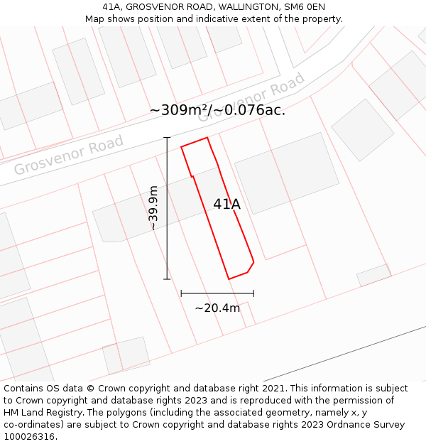 41A, GROSVENOR ROAD, WALLINGTON, SM6 0EN: Plot and title map