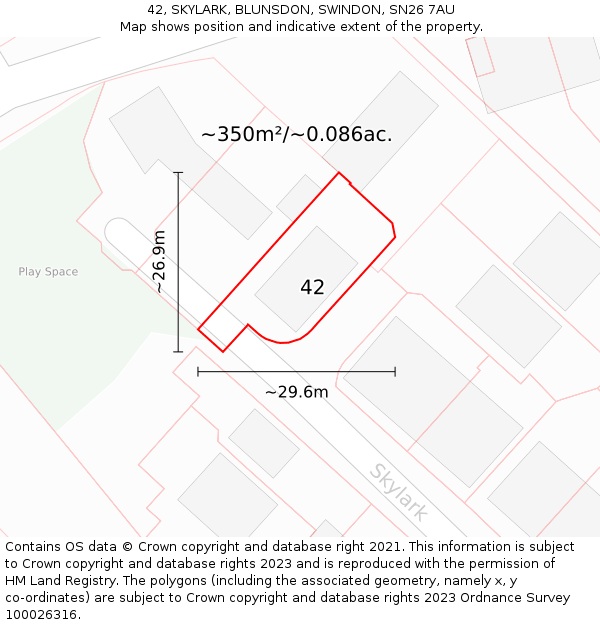 42, SKYLARK, BLUNSDON, SWINDON, SN26 7AU: Plot and title map