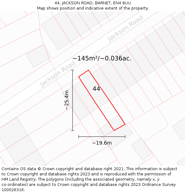 44, JACKSON ROAD, BARNET, EN4 8UU: Plot and title map