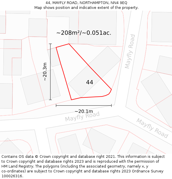 44, MAYFLY ROAD, NORTHAMPTON, NN4 9EQ: Plot and title map
