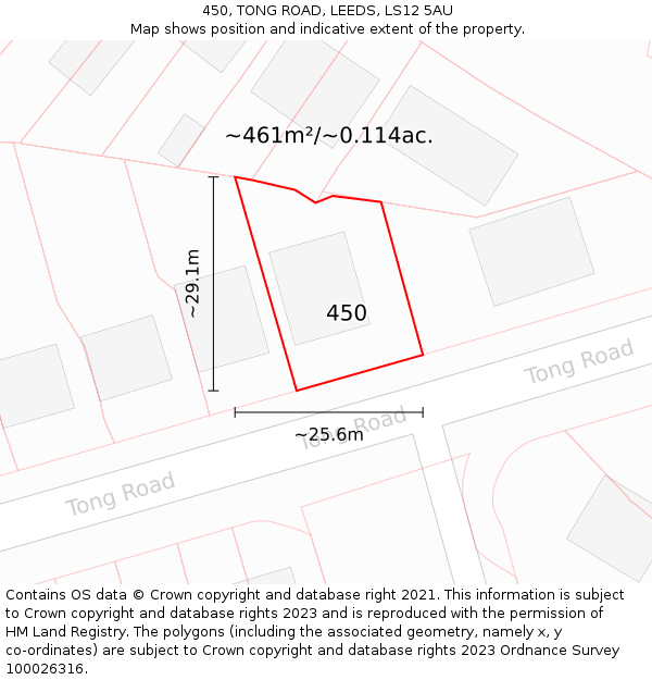 450, TONG ROAD, LEEDS, LS12 5AU: Plot and title map