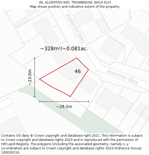 46, ALDERTON WAY, TROWBRIDGE, BA14 0UH: Plot and title map