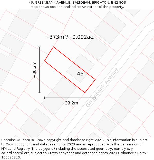 46, GREENBANK AVENUE, SALTDEAN, BRIGHTON, BN2 8QS: Plot and title map