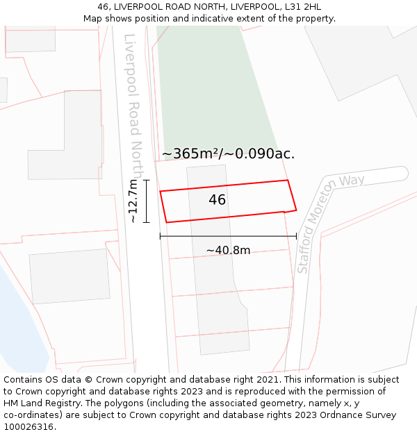 46, LIVERPOOL ROAD NORTH, LIVERPOOL, L31 2HL: Plot and title map