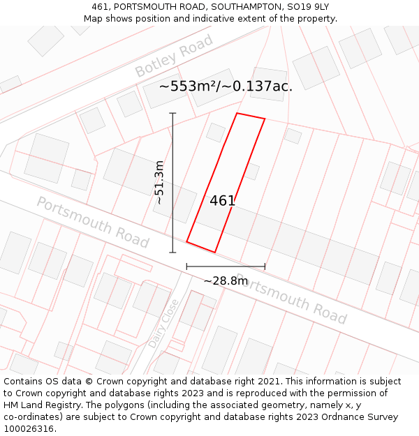 461, PORTSMOUTH ROAD, SOUTHAMPTON, SO19 9LY: Plot and title map