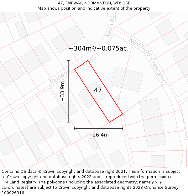 47, FAIRWAY, NORMANTON, WF6 1SE: Plot and title map