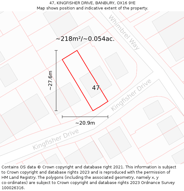 47, KINGFISHER DRIVE, BANBURY, OX16 9YE: Plot and title map