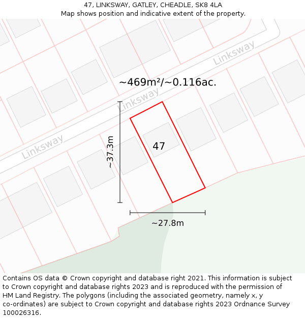 47, LINKSWAY, GATLEY, CHEADLE, SK8 4LA: Plot and title map