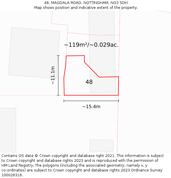 48, MAGDALA ROAD, NOTTINGHAM, NG3 5DH: Plot and title map