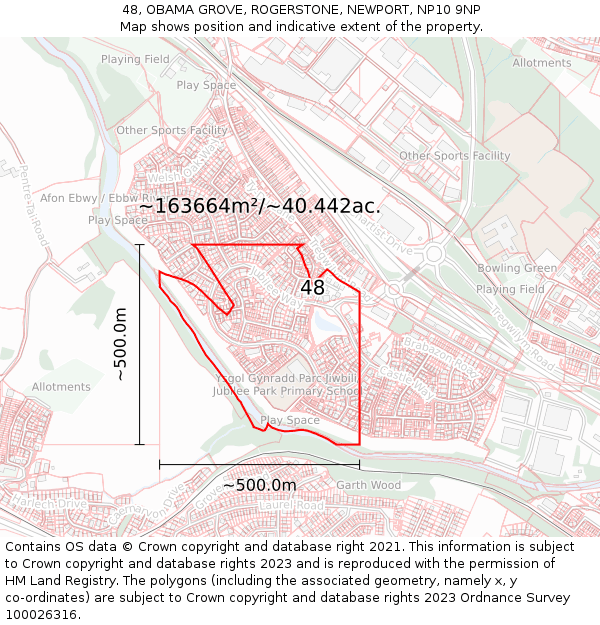 48, OBAMA GROVE, ROGERSTONE, NEWPORT, NP10 9NP: Plot and title map