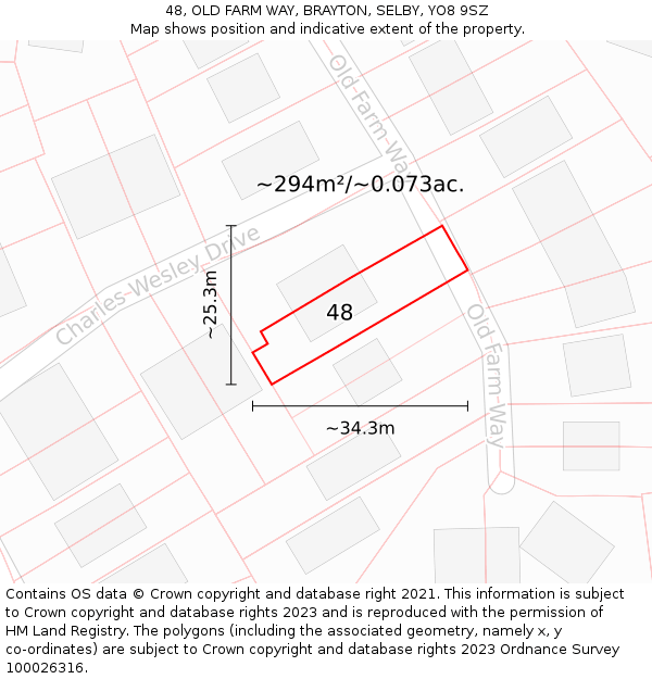 48, OLD FARM WAY, BRAYTON, SELBY, YO8 9SZ: Plot and title map